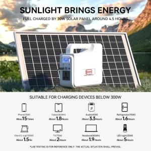 Portable Battery 300w with solar panel || Rs 7500